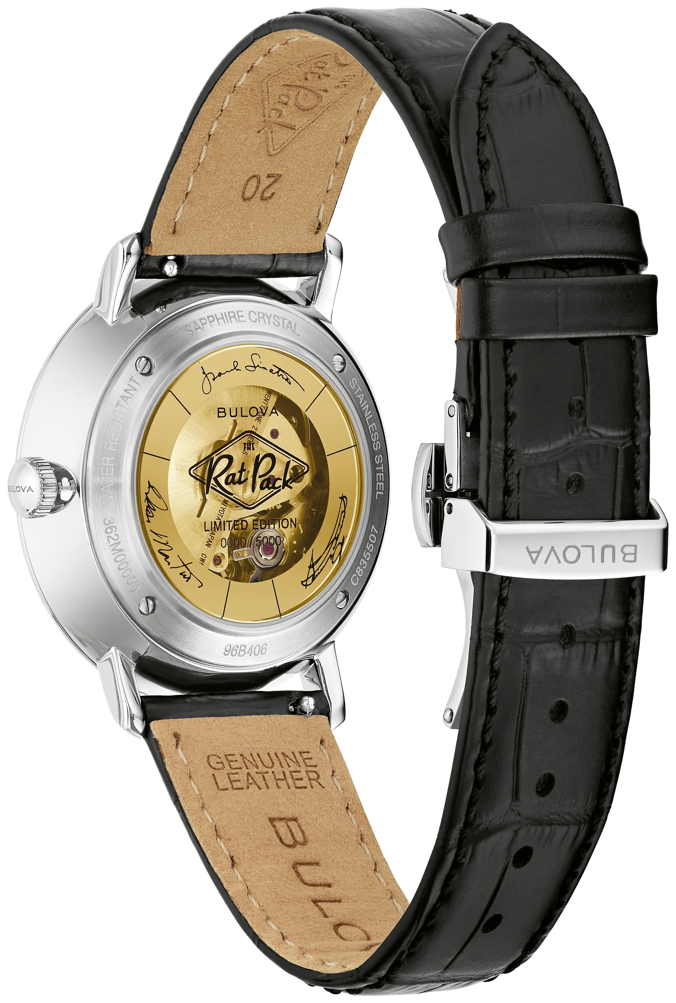 Black Dial Leather Strap Rat Pack 96B406 | Bulova